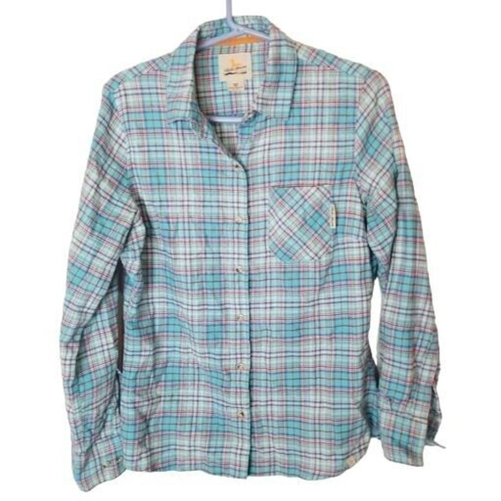 Field & Stream Womens Plaid Flannel Shirt Sz M Gorpcore Granola Girl Outdoor